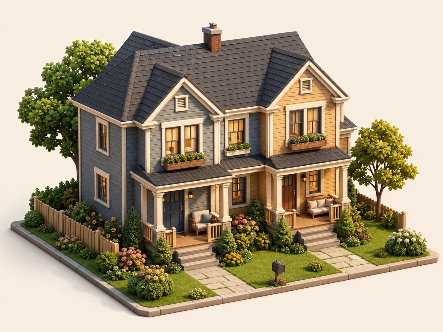 Illustrated room listing preview